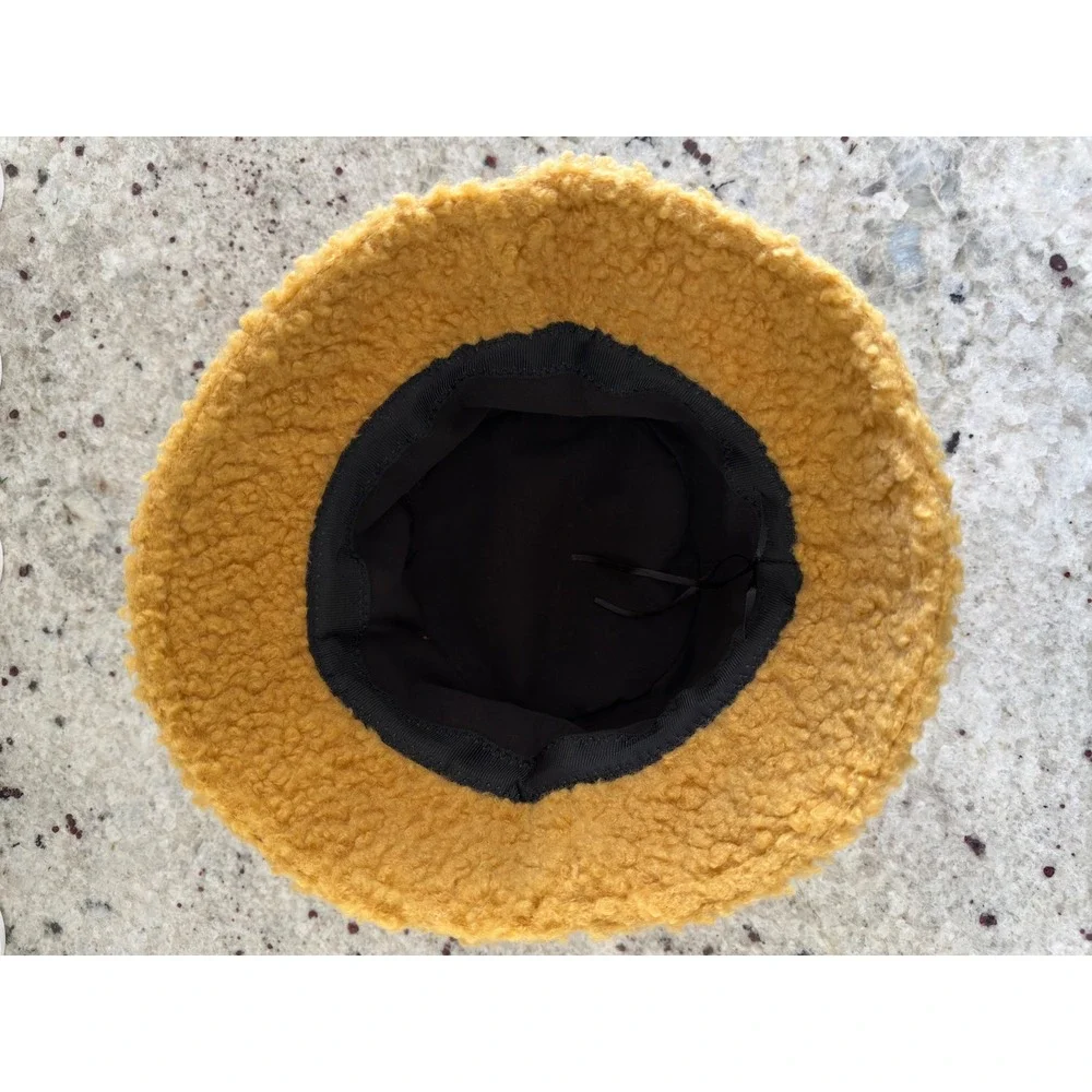 Smiley Face Sherpa Bucket Hat‎ Yellow One Size